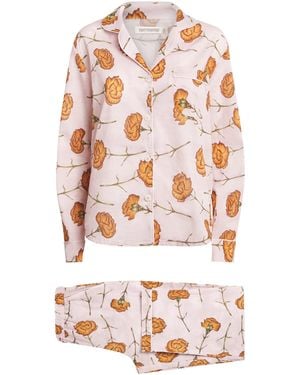 Desmond & Dempsey Cotton Carnations Pyjama Set - White