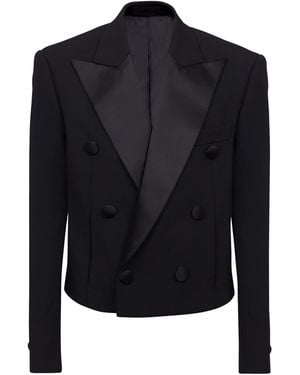 Balmain Crepe Double-Breasted Blazer - Blue