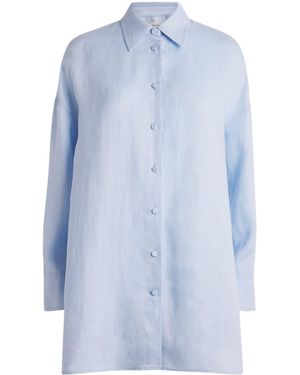 Agnona Linen Long-Sleeve Shirt - Blue