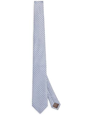 Canali Silk Jacquard Tie - White