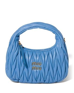 Miu Miu Matelassé Leather Wander Top-Handle Bag - Blue