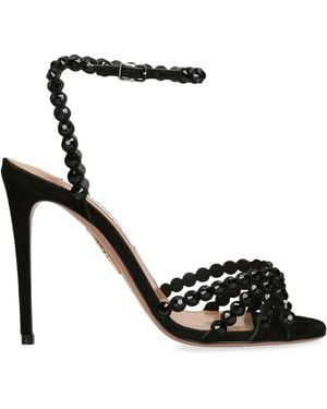 Aquazzura Embellished Tequila Heeled Sandals 105 - Black