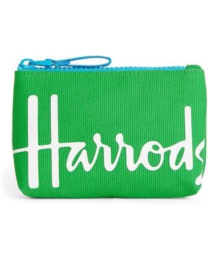 Harrods Cotton Logo Coin Purse - Green