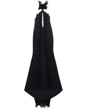 Tom Ford Silk Crepe Ruffle Maxi Dress - Black