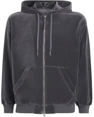 Tom Ford Velour Zip-Up Hoodie - Grey