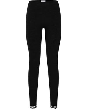 Hanro Wool-Silk Lace-Hem Leggings - Black