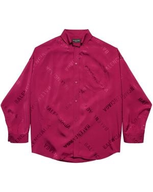 Balenciaga Logo Print Cocoon Shirt - Red