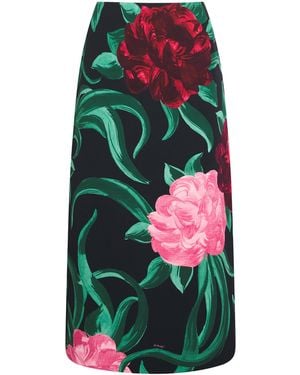 La DoubleJ Silk Floral Pencil Skirt - Green