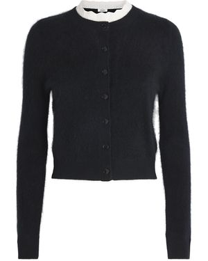 Sandro Wool Pointelle-Collar Cardigan - Black