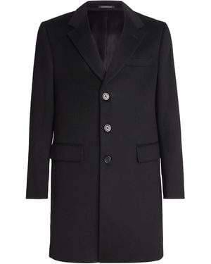 Emporio Armani Beaver Cashmere Overcoat - Black