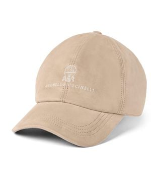 Brunello Cucinelli Suede Logo Baseball Cap - Natural
