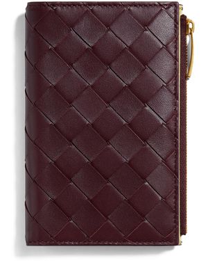 Bottega Veneta Medium Leather Intrecciato Bifold Wallet - Purple