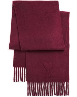 Ami Paris Wool Fringe Scarf - Purple