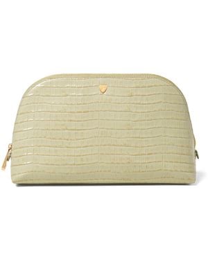 Aspinal of London Croc-Embossed Leather Classic Wash Bag - Natural