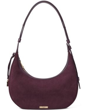 Aspinal of London Small Leather Soho Crescent Shoulder Bag - Purple