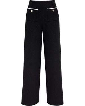 Maje Tweed Wide-Leg Pants - Black