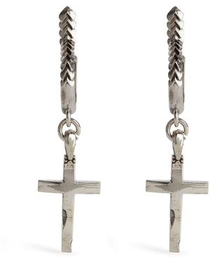 Emanuele Bicocchi Cross Single Drop Earring - White