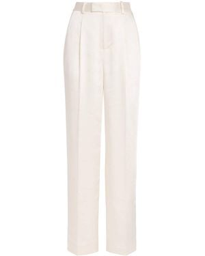 Self-Portrait Satin Wide-Leg Trousers - White