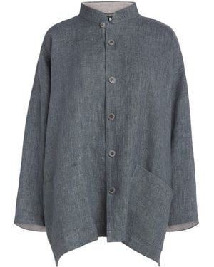 Eskandar Linen Wide Longline Jacket - Gray