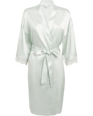 Hanro Silk Lace-Trim Robe - White