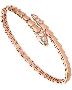 BVLGARI Medium Rose And Diamond Serpenti Viper Bracelet - White