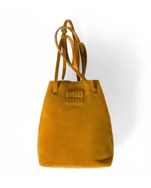 Miu Miu Lambskin Suede Pouch - Yellow