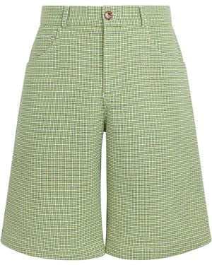 Séfr Houndstooth Nasedo Shorts - Green