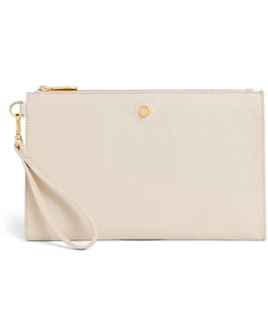 Harrods Medium Pebbled Leather Pouch - Natural