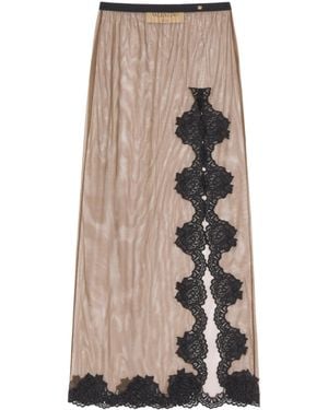 Valentino Sheer Lace-Trim Maxi Skirt - Natural