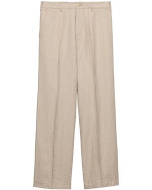 Prada Linen Wide-Leg Trousers - Natural