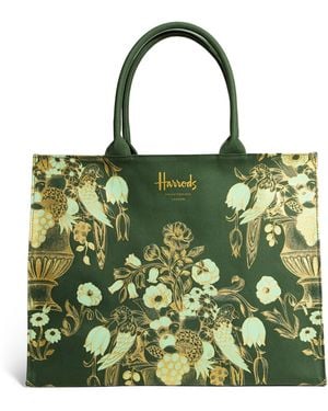 Harrods Floral Grocery Shopper Bag - Green