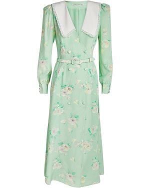 Alessandra Rich Silk Double-Breasted Midi Dress - Green