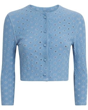 Devon Windsor Open-Work Reed Cropped Jacket - Blue