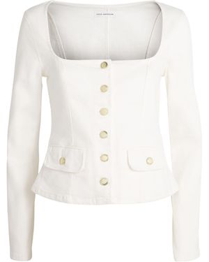 GOOD AMERICAN Square-Neck Denim Jacket - White
