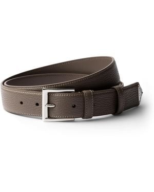 Prada Leather Logo Belt - Brown