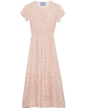 Prada Floral Midi Dress - Pink