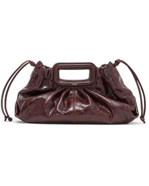 Maje Crackled Leather Milpli Clutch Bag - Brown