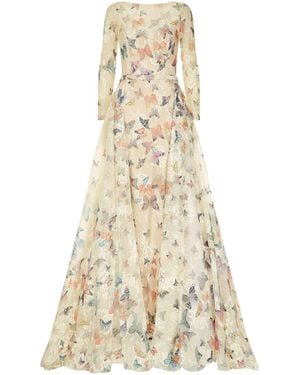 Jovani Butterfly Lace Maxi Gown - White