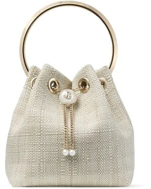 Jimmy Choo Bon Bon Woven Top-Handle Bag - White