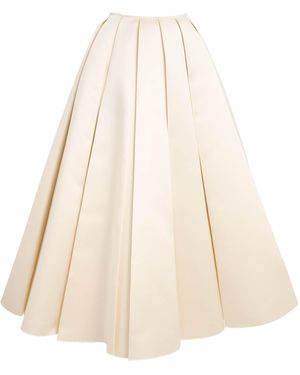A.W.A.K.E. MODE Satin Pleated Midi Skirt - Natural