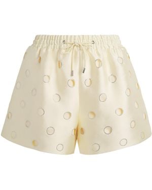 Sandro Rhinestone Cut-Out Shorts - White