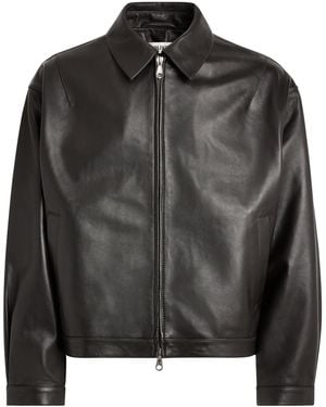 Cole Buxton Leather Bomber Jacket - Black