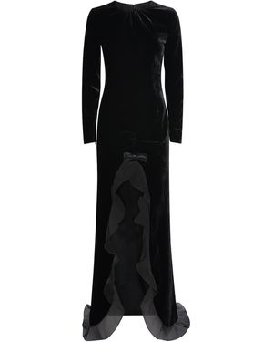 Alessandra Rich Velvet Ruffled Gown - Black