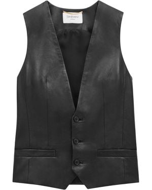 Saint Laurent Lambskin Waistcoat - Black