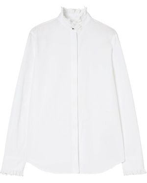 Burberry Cotton Poplin Ruffle Shirt - White