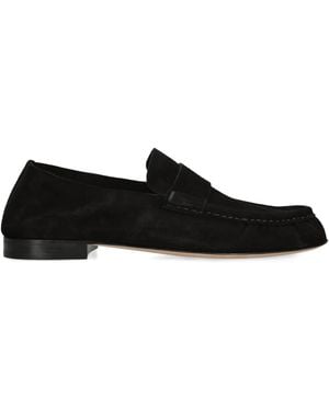 The Row Soft Suede Loafers - Black