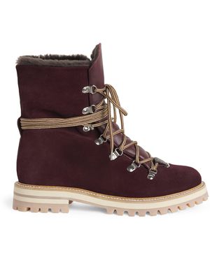 Eleventy Suede Lace-Up Ankle Boots - Brown
