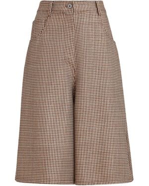 Brunello Cucinelli Virgin Wool-Blend Houndstooth Bermuda Shorts - Brown