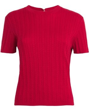 Maje Cotton-Blend Cable Knit Jumper - Red