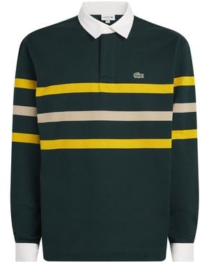 Lacoste Cotton Stripe Rugby Polo Shirt - Blue